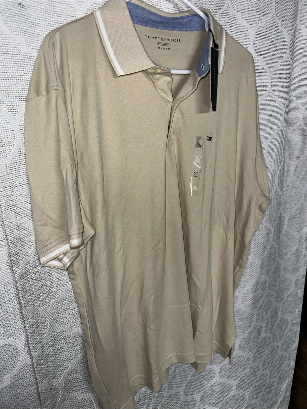 NWT Tommy Hilfiger Classic Knit Polo Top Cream White Size XL - Picture 3 of 6